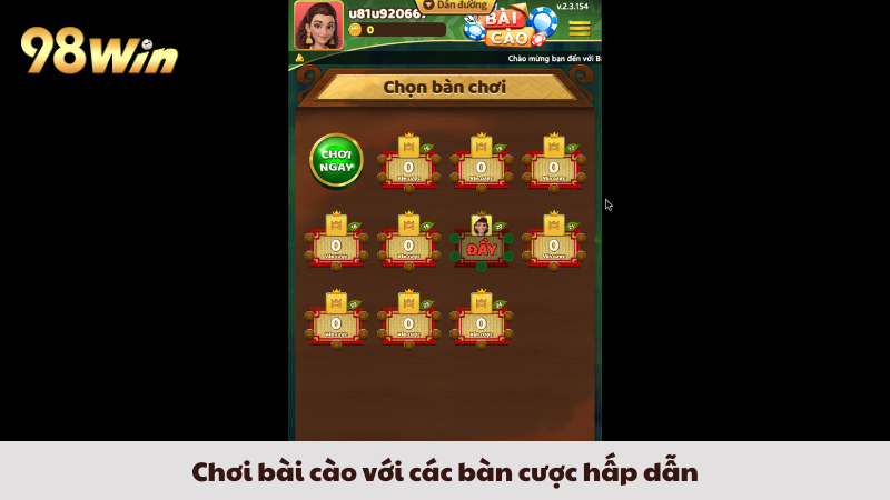 Chơi bài cào với các bàn cược hấp dẫn