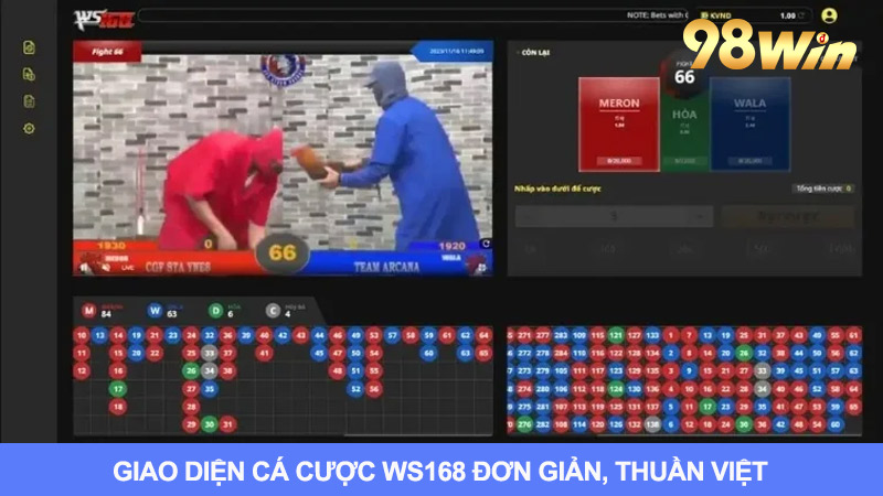 Ws168 đá gà tại 98win có giao diện rất đẹp mắt